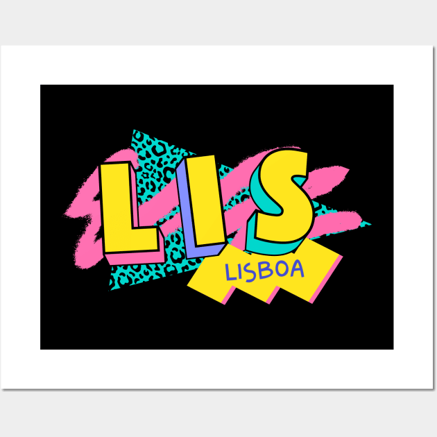 Lisbon, Portugal Retro 90s Logo Wall Art by SLAG_Creative